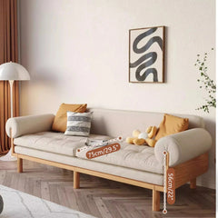 Solid Wood Folding Sleeper Sofa Bed with Recessed Arms