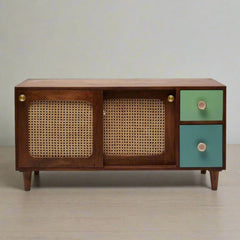 Rattan Solid Wood TV Cabinet