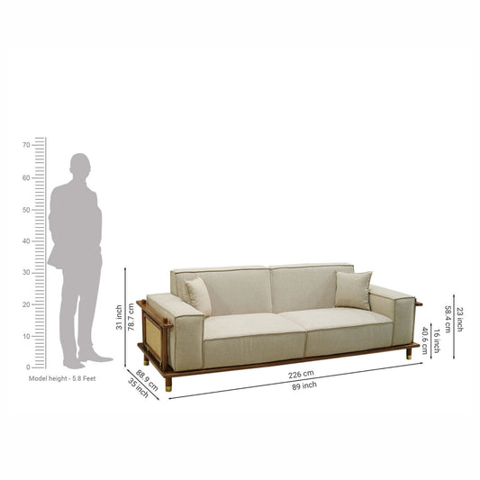Alaya 3+1+1 Seater Ash Wood Cane Sofa