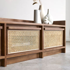 Rattan Solid Wood TV Cabinet