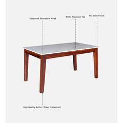 The Novara Solid Sheesham 6-Seater Dining Set with Marble-Style Top