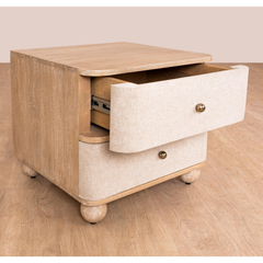 Elara Linen-Front Nightstand