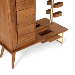 Vanya Solid Wood Integrated Dressing Station with Full-Length Mirror