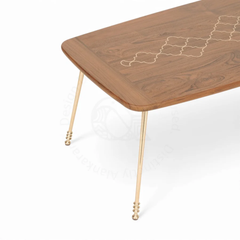 Alara Solid Sheesham Wood Coffee Table with Brass Inlay