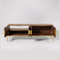 Natural Rattan Wood TV Unit for Living Room