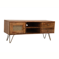 Mango Wood Floor Standing TV  Unit Set Top Box Stand TV Cabinet with Shelves