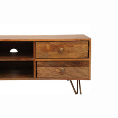 Mango Wood Floor Standing TV  Unit Set Top Box Stand TV Cabinet with Shelves