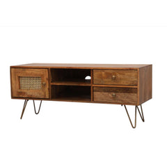 Mango Wood Floor Standing TV  Unit Set Top Box Stand TV Cabinet with Shelves