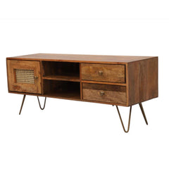 Mango Wood Floor Standing TV  Unit Set Top Box Stand TV Cabinet with Shelves