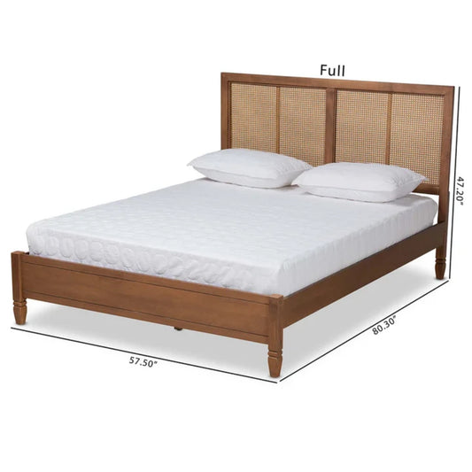Solid Wood And Natural Cane Bed