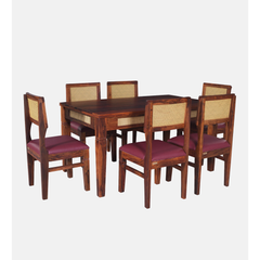 The Malabar Cane and Solid Sheesham 6-Seater Dining Set