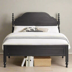 Wood Bed Frame with Wooden Headboard and Footboard