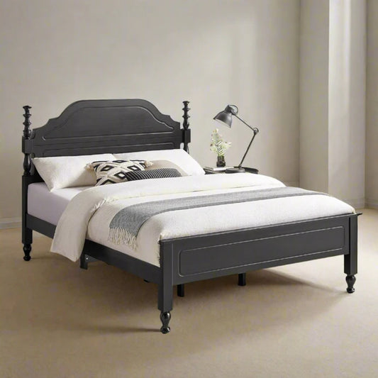 Wood Bed Frame with Wooden Headboard and Footboard