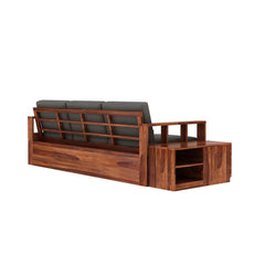 L-Shaped Sheesham Wood Multifunctional Corner Sofa with Storage