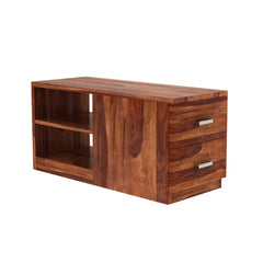L-Shaped Sheesham Wood Multifunctional Corner Sofa with Storage