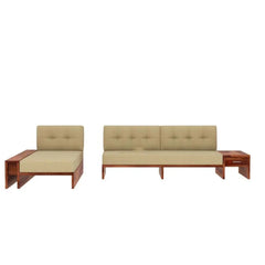 L-Shaped Wooden Sofa with Side Storage Drawer