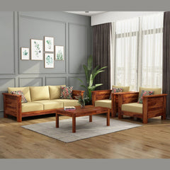 Miley Wooden Living Room Sofa Set