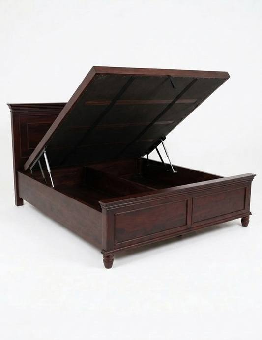 Heritage Mahogany Solid Wood Panel Hydraulic Bed