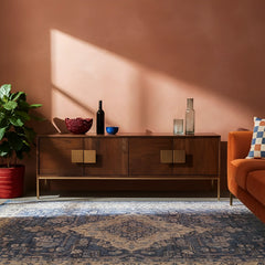 Modern Walnut Sideboard with Brass Hardware