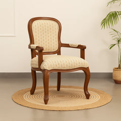 Melia Queen Anne Style Striped Armchair