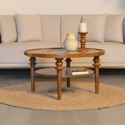 Round Mango Wood Coffee Table