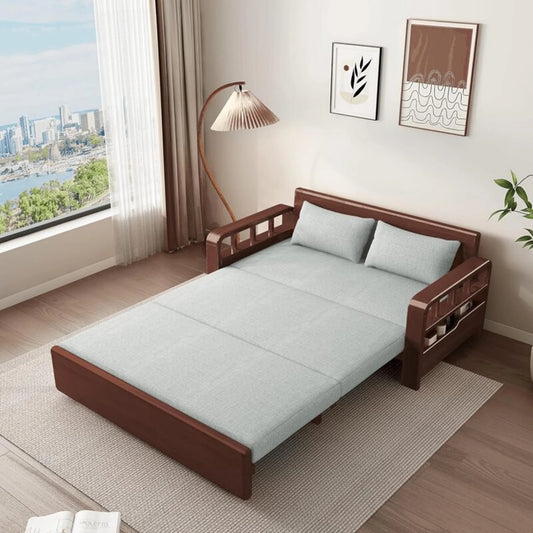Convertible Solid Wood Pull-Out Sofa Bed
